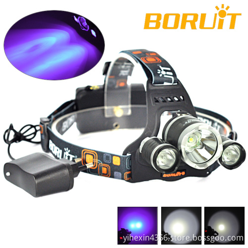 Boruit RJ-3000 High Powerful Purple Light LED Hunting Headlamp